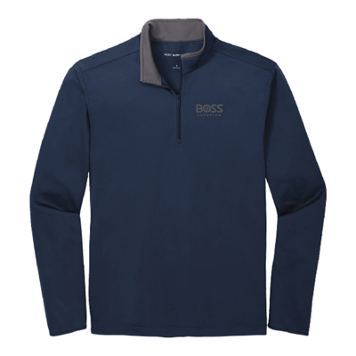 Navy 1/4 Zip Performance Pullover Product Image on white background