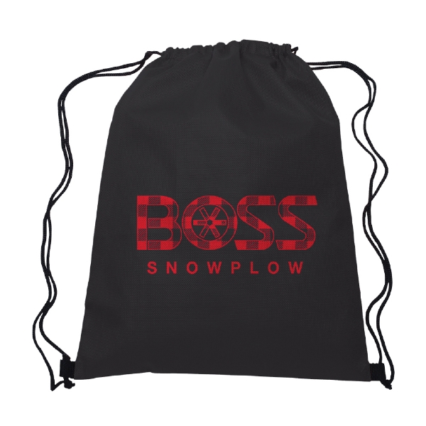 BOSS Plaid Logo Drawstring Bag Product Image on white background