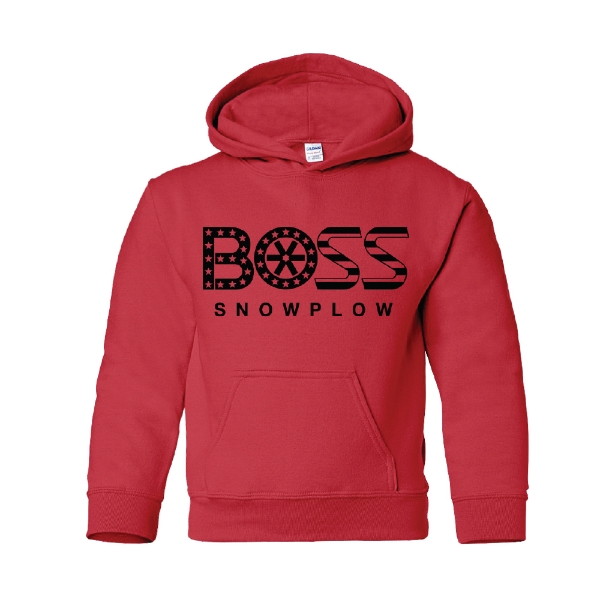 BOSS Plaid Logo Youth Hoodie product image on white background