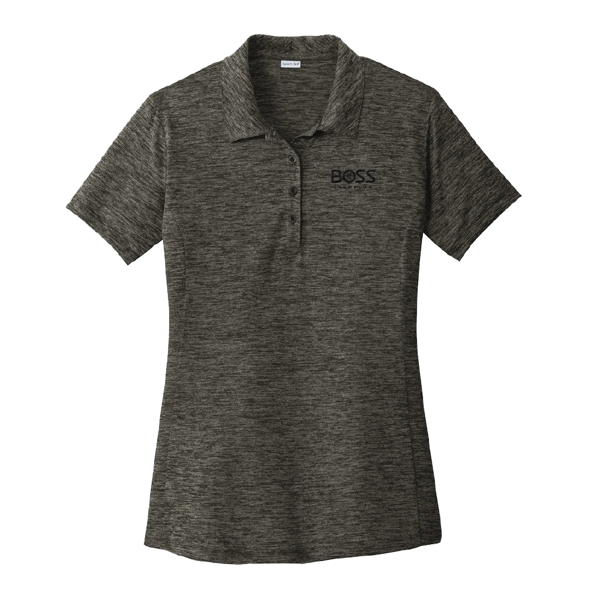 Ladies Grey Black Electric Polo product image on white background	