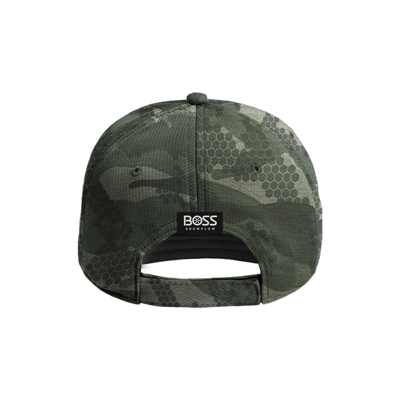 BOSS Camo&Leather Hat Front Image on white background