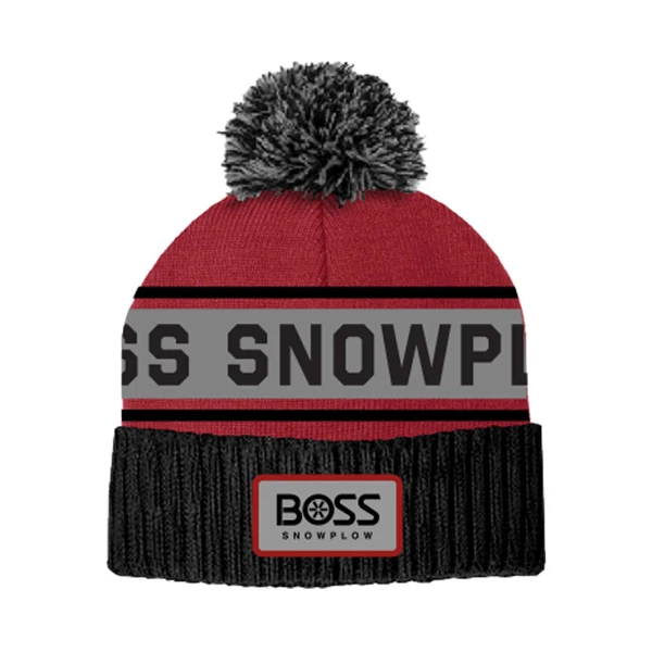 Boss Pom Beanie Front Image on white background