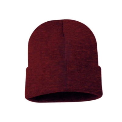 Image of the Red Reflective Beanie with the black BOSS Snowplow logo on the front