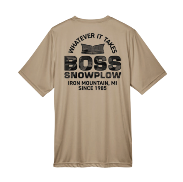 Image of the BOSS FDE Territory Athletic Tee with "Whatever It Takes" text and BOSS Snowplow logo on the back