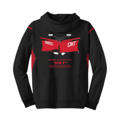 Image of the BOSS Mens DXT Hoodie with DXT and BOSS Snowplow graphic on the back