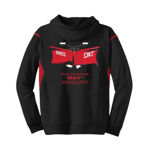 Image of the BOSS Mens DXT Hoodie with DXT and BOSS Snowplow graphic on the back