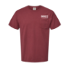 Front image of the red BOSS Retro Pocket Tee with the white BOSS logo on the left chest