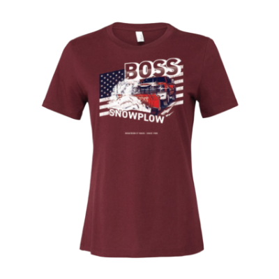 Image of the BOSS Ladies Retro Graphic Tee with the BOSS Snowplow graphic on the front