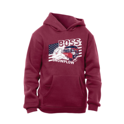 Image of the BOSS Youth Retro Graphic Hoodie with the BOSS Snowplow logo on the front