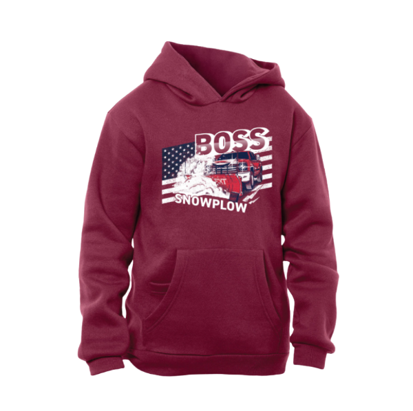 Image of the BOSS Youth Retro Graphic Hoodie with the BOSS Snowplow logo on the front