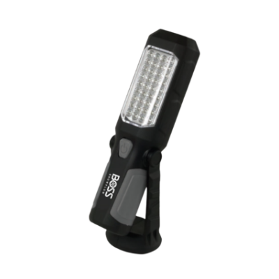 Image of the Black BOSS Magnetic Work Light with the white BOSS Snowplow logo