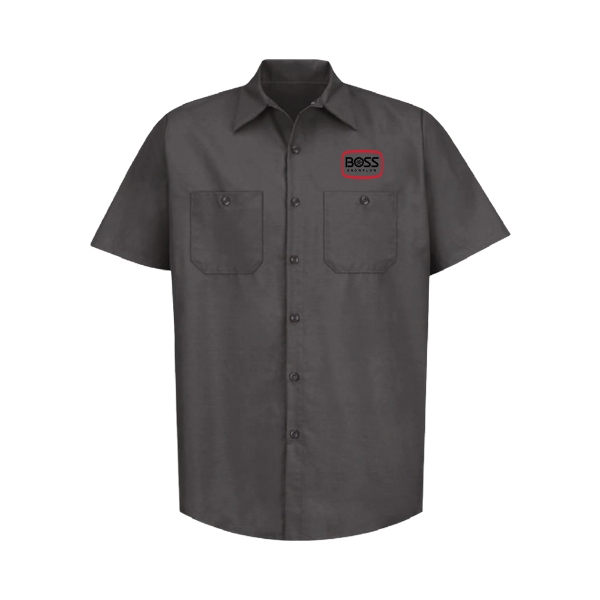 Front image of the BOSS Territory Shop Shirt with the BOSS Snowplow logo on the left chest