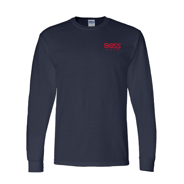 BOSS Snowplow navy long sleeve t-shirt front with red left chest logo
