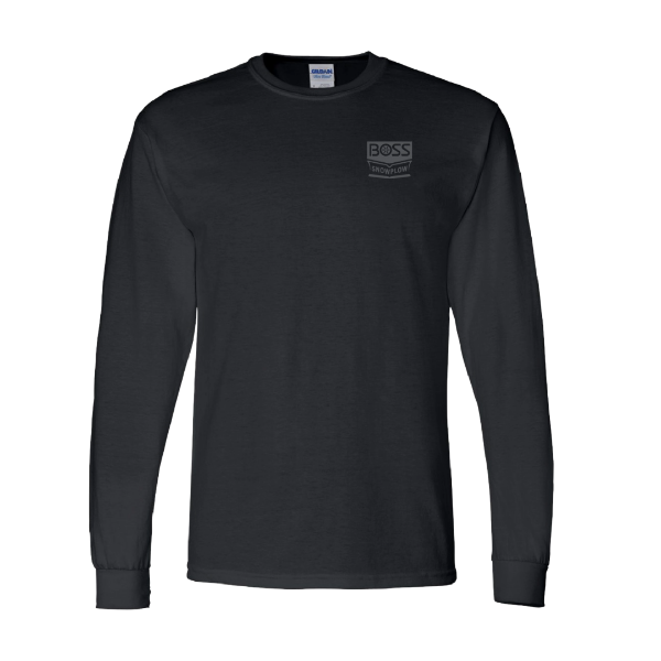 BOSS Snowplow black long sleeve t-shirt front with tonal left chest logo