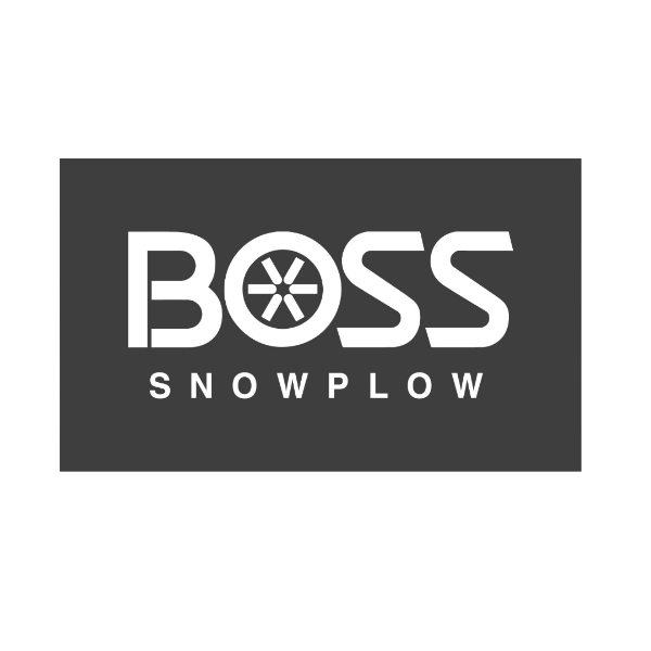 Black 3x5 BOSS Snowplow flag with bold white logo centered, featuring grommets for easy hanging